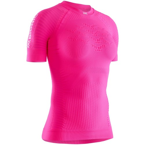 Camiseta M/C Effektor G2 Run Mujer Neon Flamingo/Namib Red