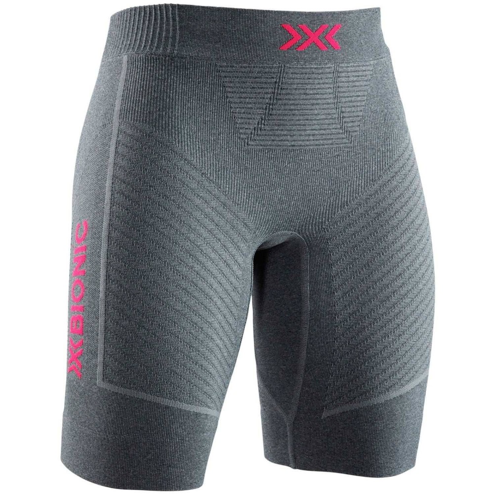 Malla Corta X-Bionic Invent Run Speed Mujer Dolomite Grey Melange/Neon Flamingo
