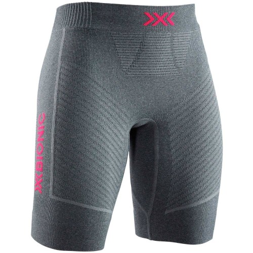 Malla Corta X-Bionic Invent Run Speed Mujer Dolomite Grey Melange/Neon Flamingo