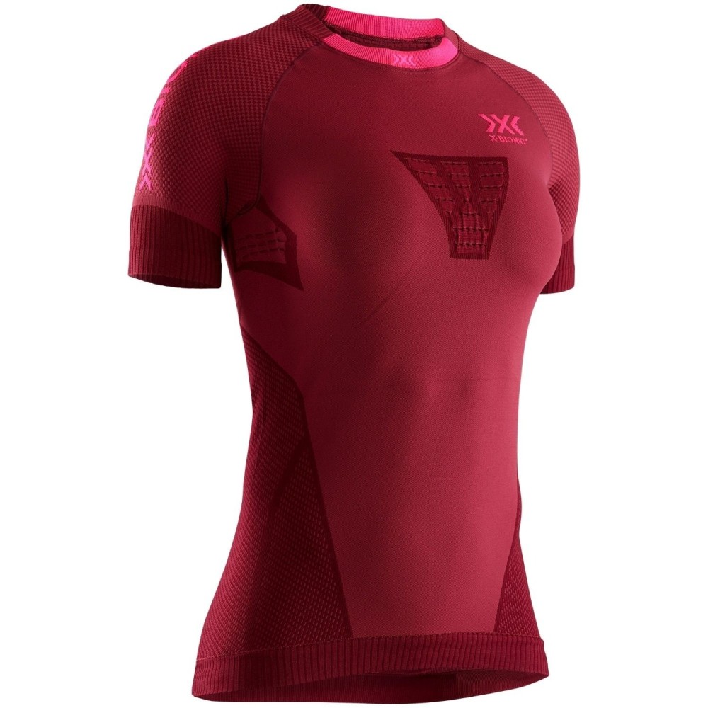 Camiseta M/C Invent Run Speed Mujer Namib Red/Neon Flamingo
