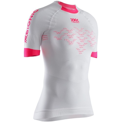 Camiseta M/C The Trick G2 Run Mujer Arctic White/Neon Flamingo