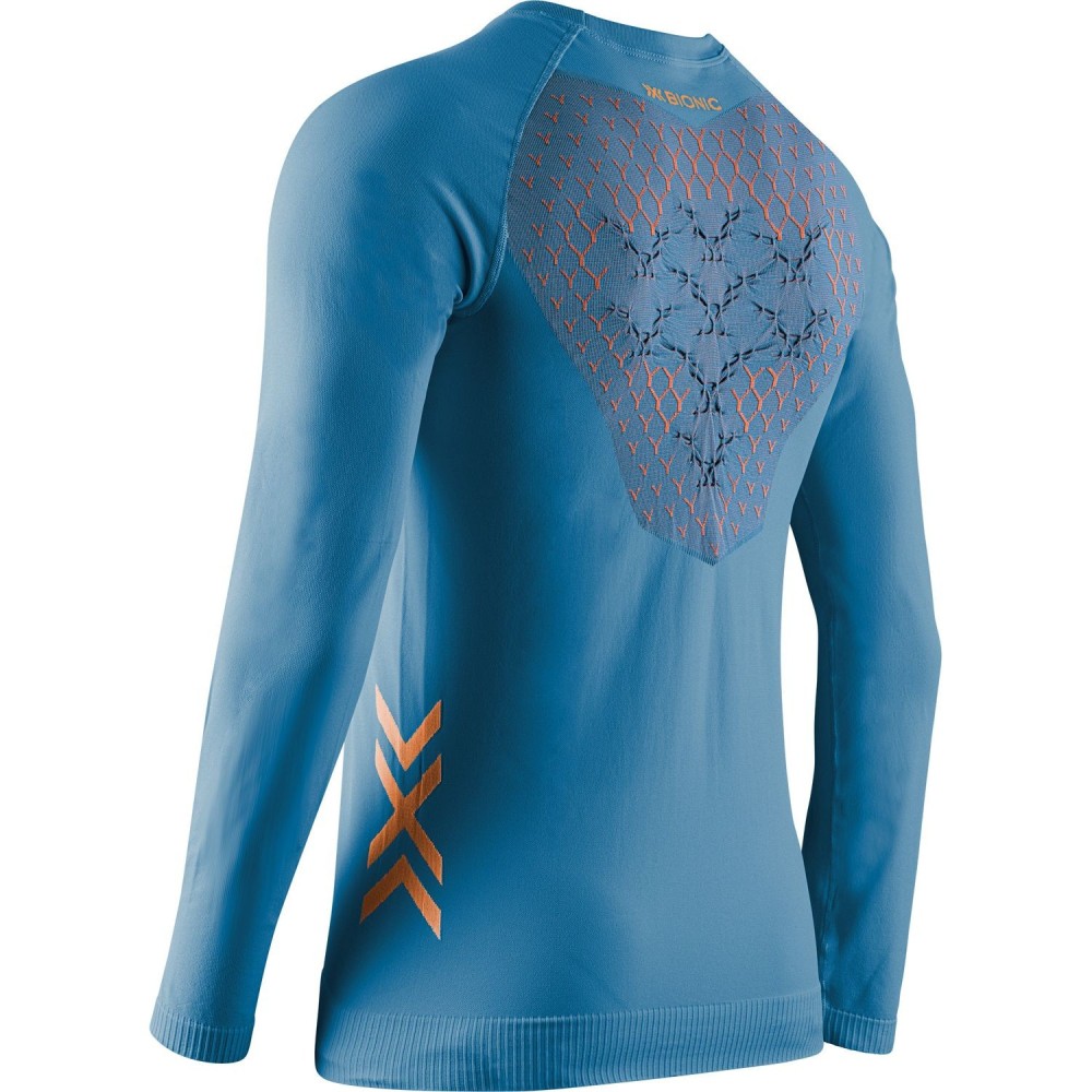 Camiseta X-Bionic Twyce Run Hombre Manga Larga Mineral Blue/Orange – Ventilación y Termorregulación 2