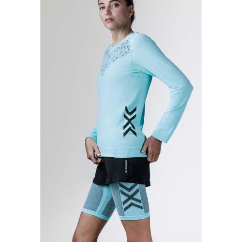 Camiseta X-Bionic M/L Twyce Run Mujer Clearwater/Black