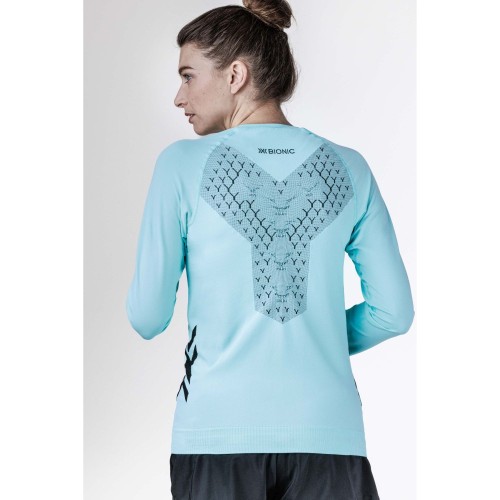 Camiseta X-Bionic M/L Twyce Run Mujer Clearwater/Black